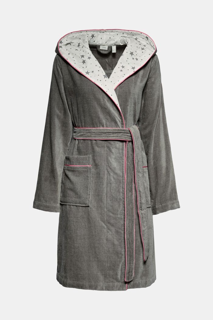 Suede bathrobe made of 100% cotton, ANTHRACITE, detail image number 0