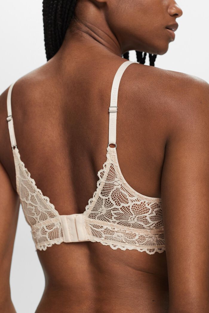 Padded Wireless Lace Bralette, SAND, detail image number 3