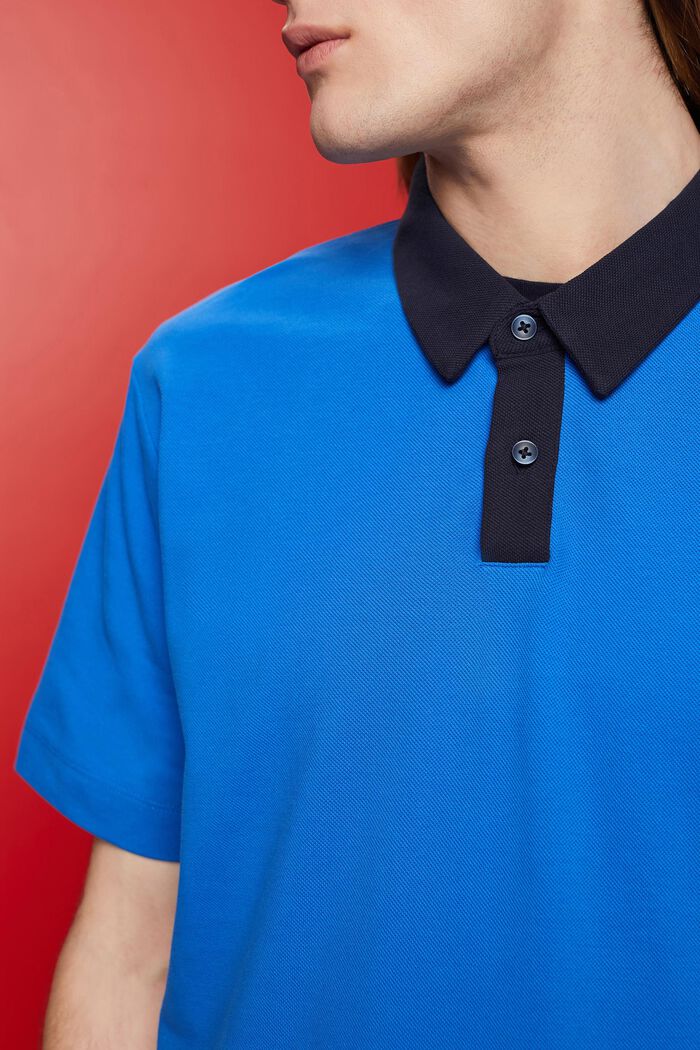 Cotton pique polo shirt, BRIGHT BLUE, detail image number 2
