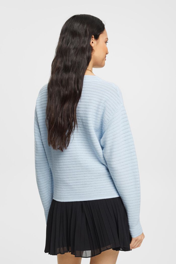 Mixed Knit Striped Sweater, PASTEL BLUE, detail image number 3