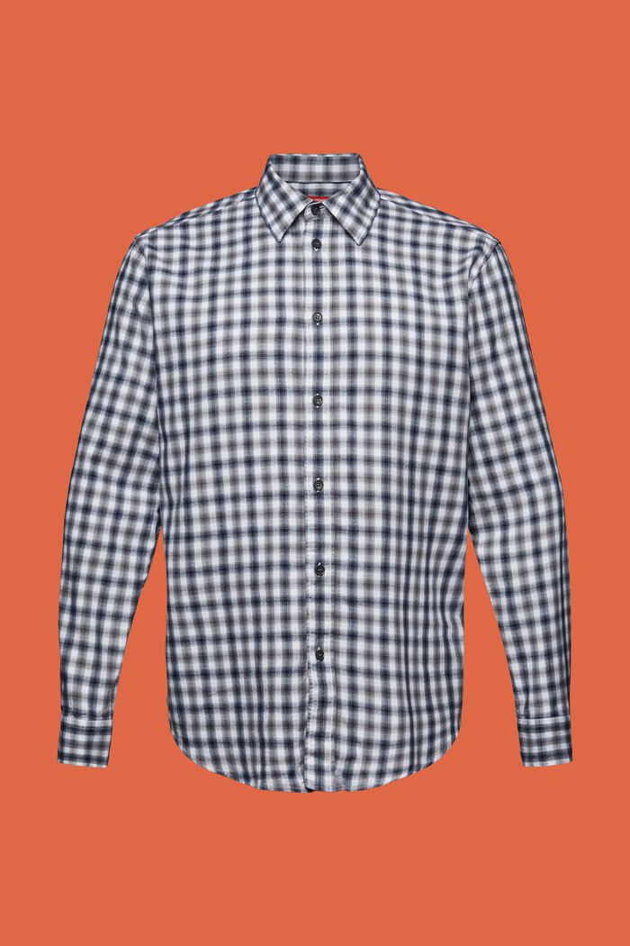 Checked Cotton Flannel Shirt, PASTEL GREY, detail image number 6