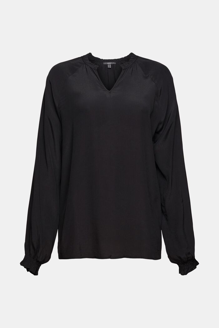 Blouse with LENZING™ ECOVERO™, BLACK, detail image number 7
