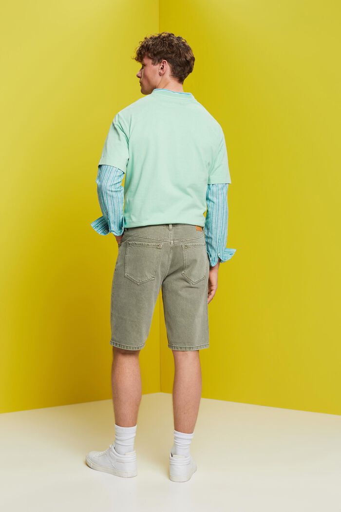 Coloured denim shorts, GREEN, detail image number 3