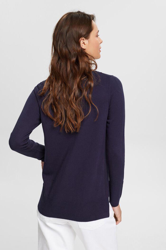 Jumper with a high-low hem, organic cotton blend, NAVY, detail image number 3