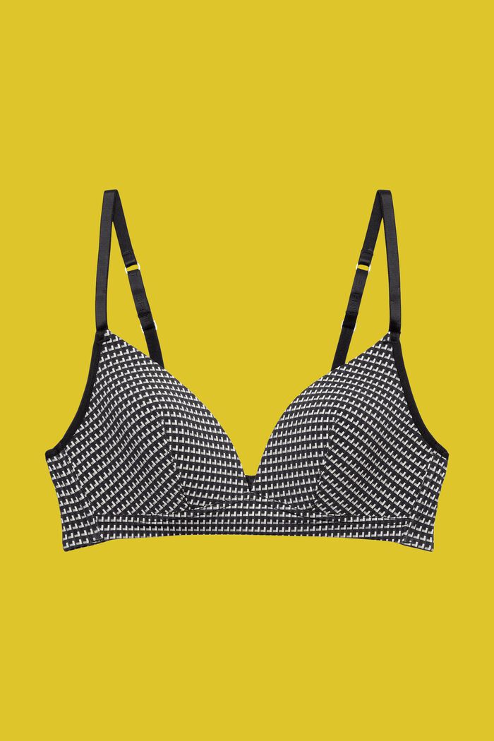 Padded wireless bra with geo print, BLACK, detail image number 4