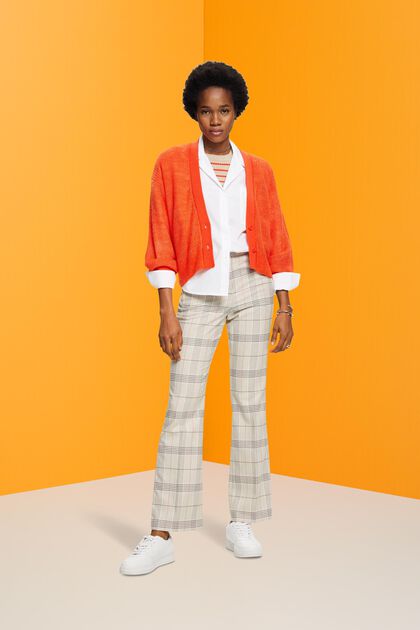 Chequered trousers with kick flare