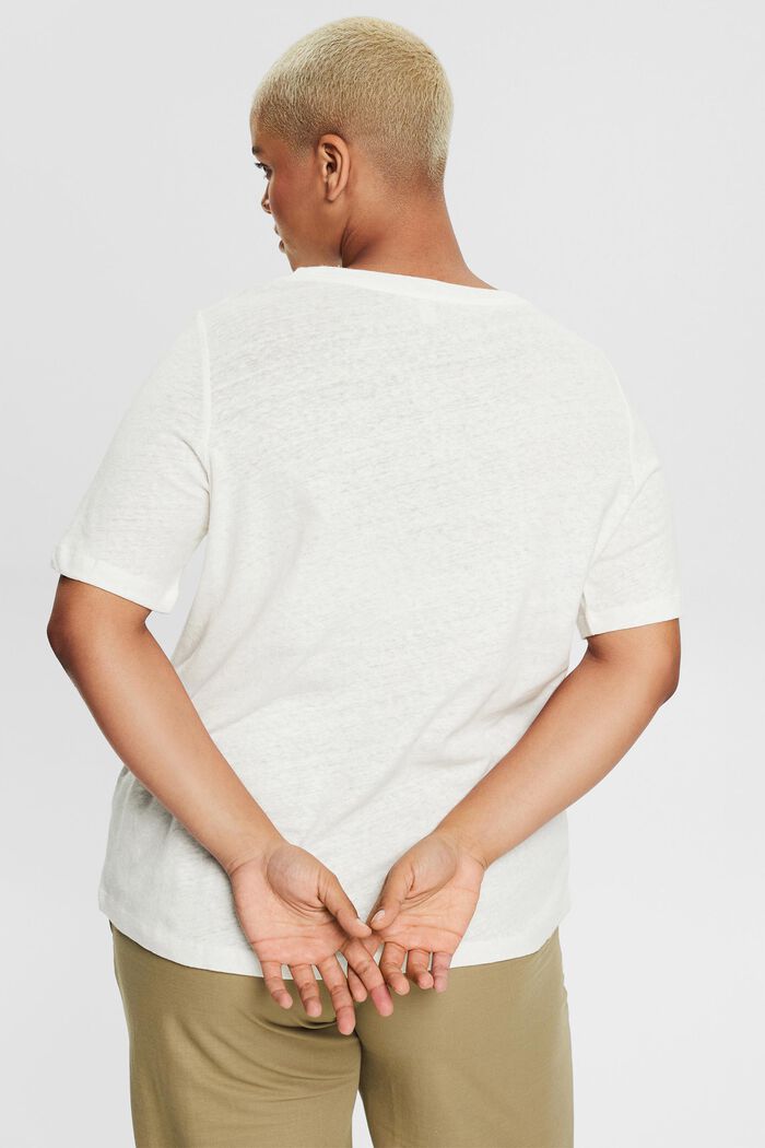 CURVY basic T-shirt in blended linen, OFF WHITE, detail image number 3