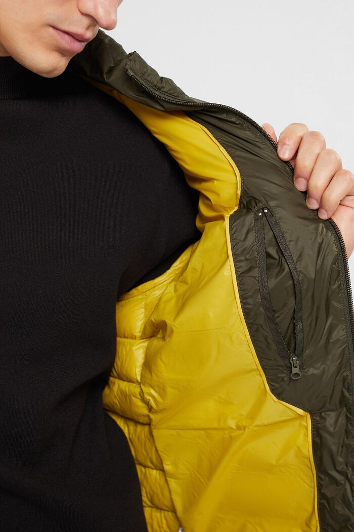 Quilted jacket with high neck, DARK KHAKI, detail image number 0