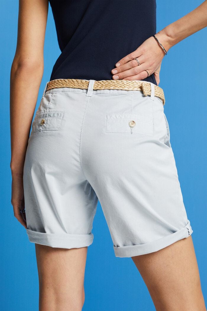 Shorts with braided raffia belt, LIGHT BLUE, detail image number 4