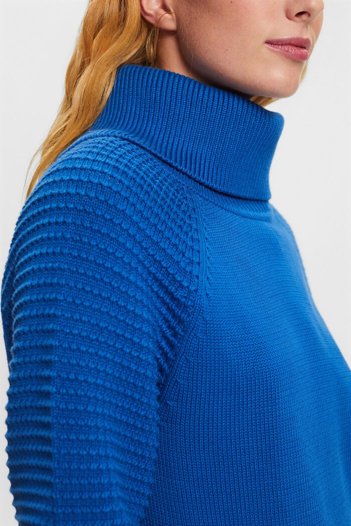 Cotton Turtleneck Sweater, BRIGHT BLUE, detail image number 2