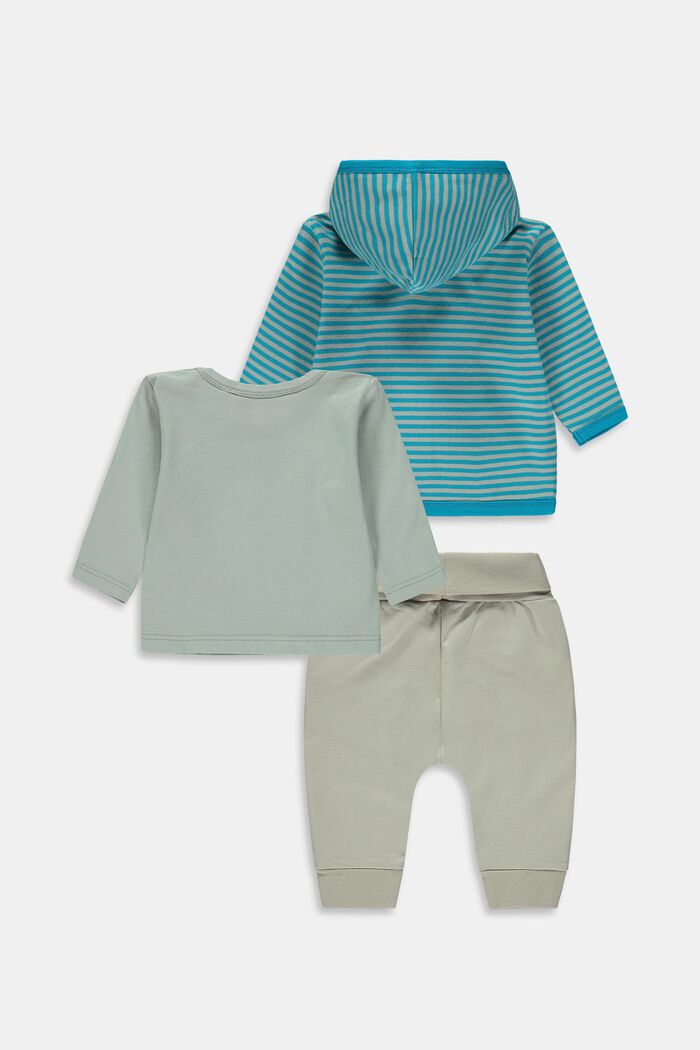 Mixed set: Cardigan, long-sleeved top and trousers, AQUA GREEN, detail image number 1
