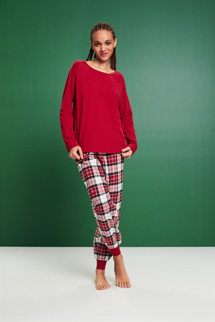 Checked Flannel Pyjama Set, NEW RED, detail image number 1