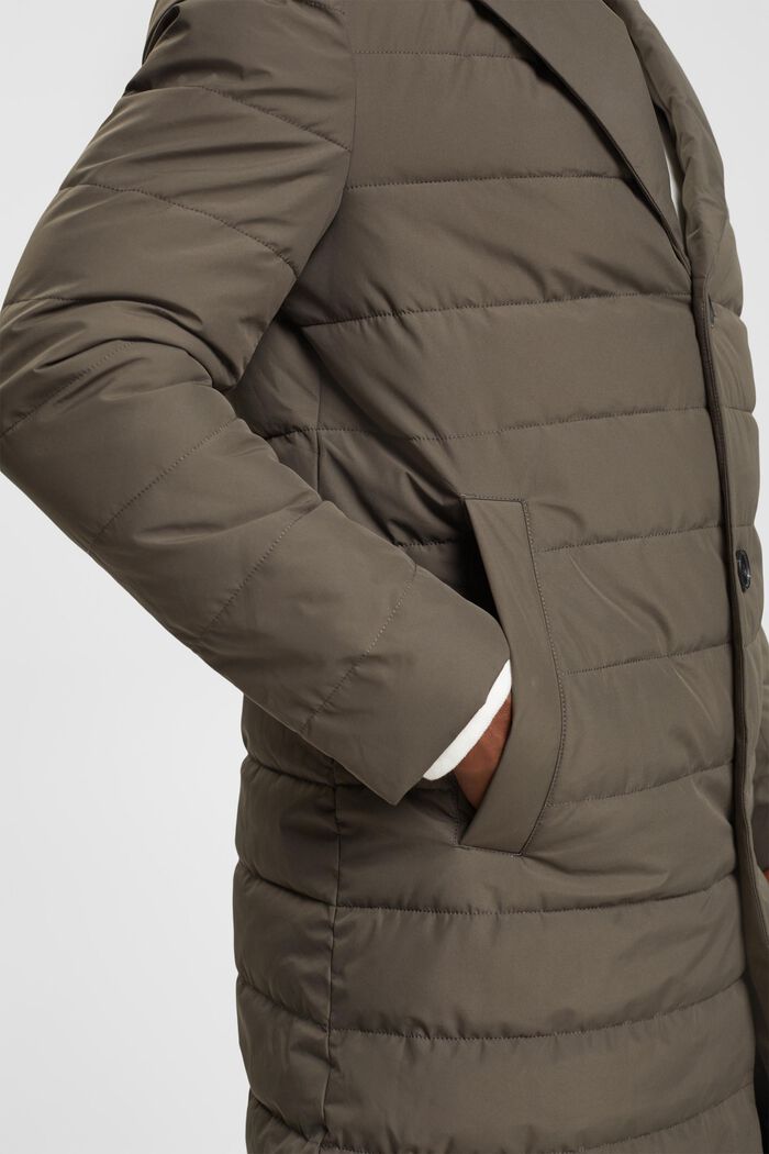 Quilted coat with lapel collar, DARK KHAKI, detail image number 2
