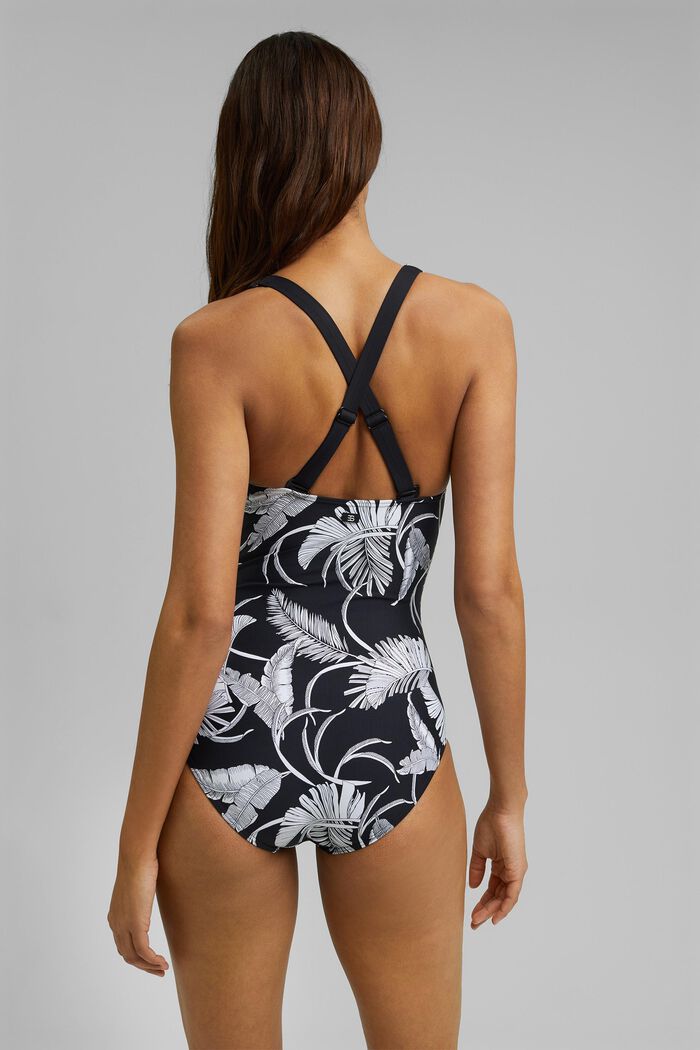 Recycled: shaping swimsuit with a print, BLACK, detail image number 1