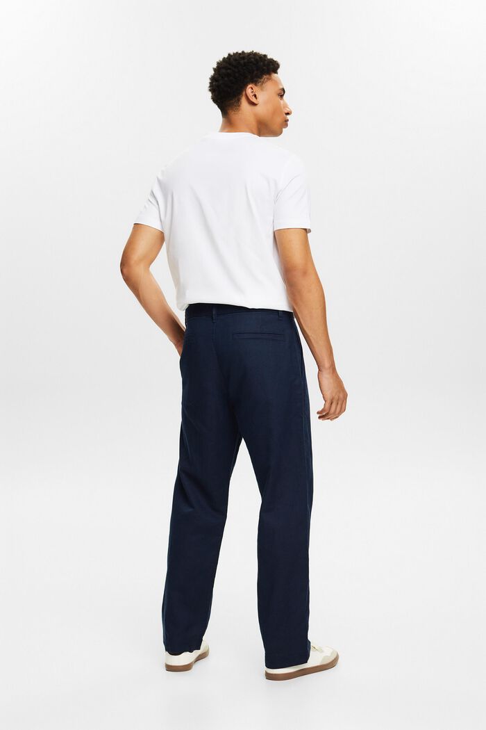 Linen-Cotton Straight Pant, NAVY, detail image number 2