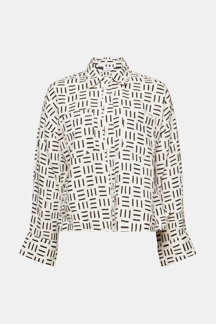 Printed Linen Button-Up Shirt, WHITE, detail image number 5
