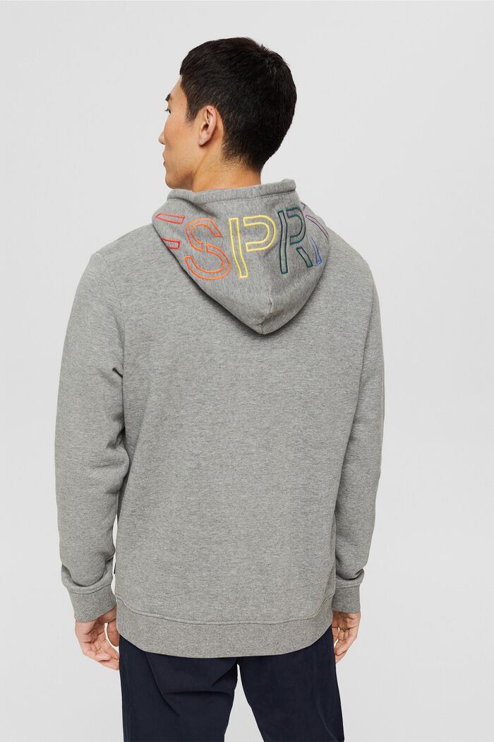 Made of recycled material: sweatshirt hoodie with logo embroidery, MEDIUM GREY, detail image number 3