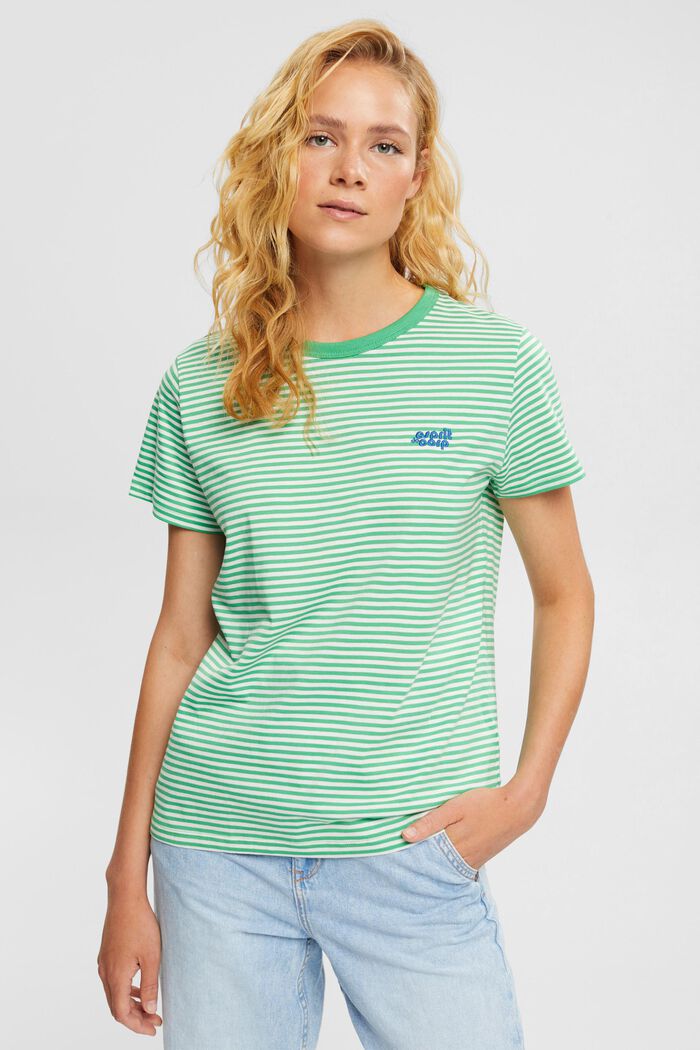 Striped t-shirt with embroidered flower