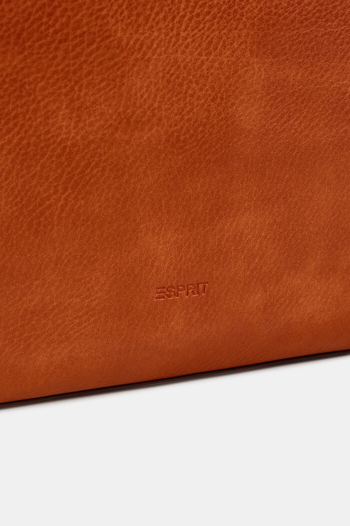 Faux Leather Flapover Shoulder Bag, RUST BROWN, detail image number 2