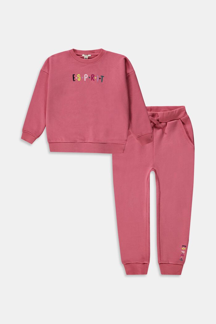 Set: sweatshirt and tracksuit bottoms, 100% cotton, CORAL, overview