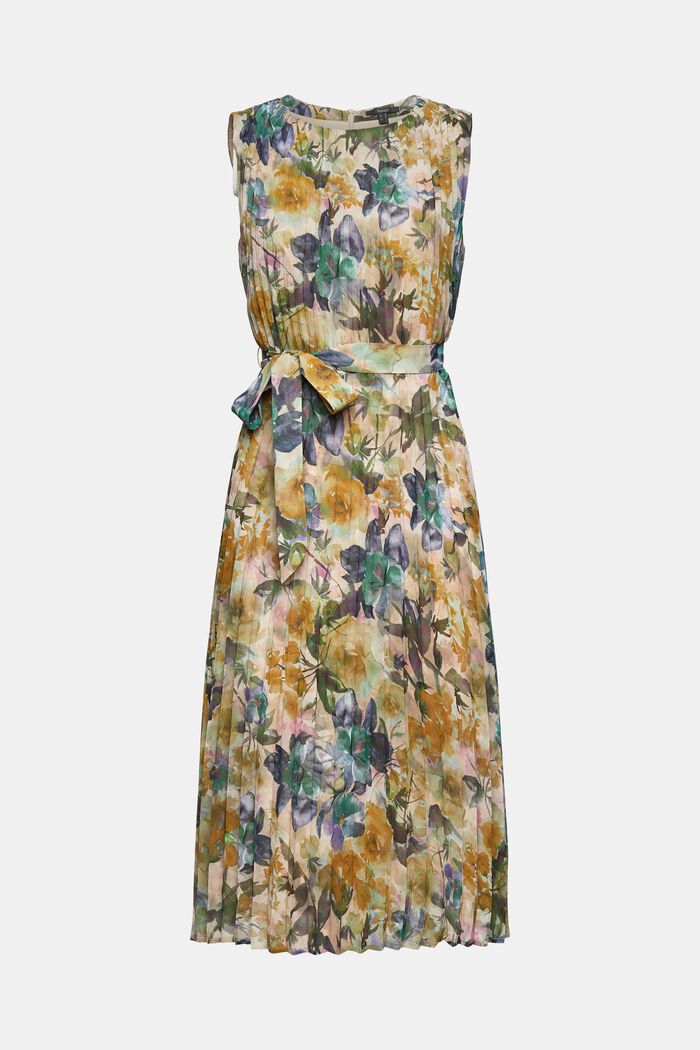 Made of recycled material: pleated dress with a floral print