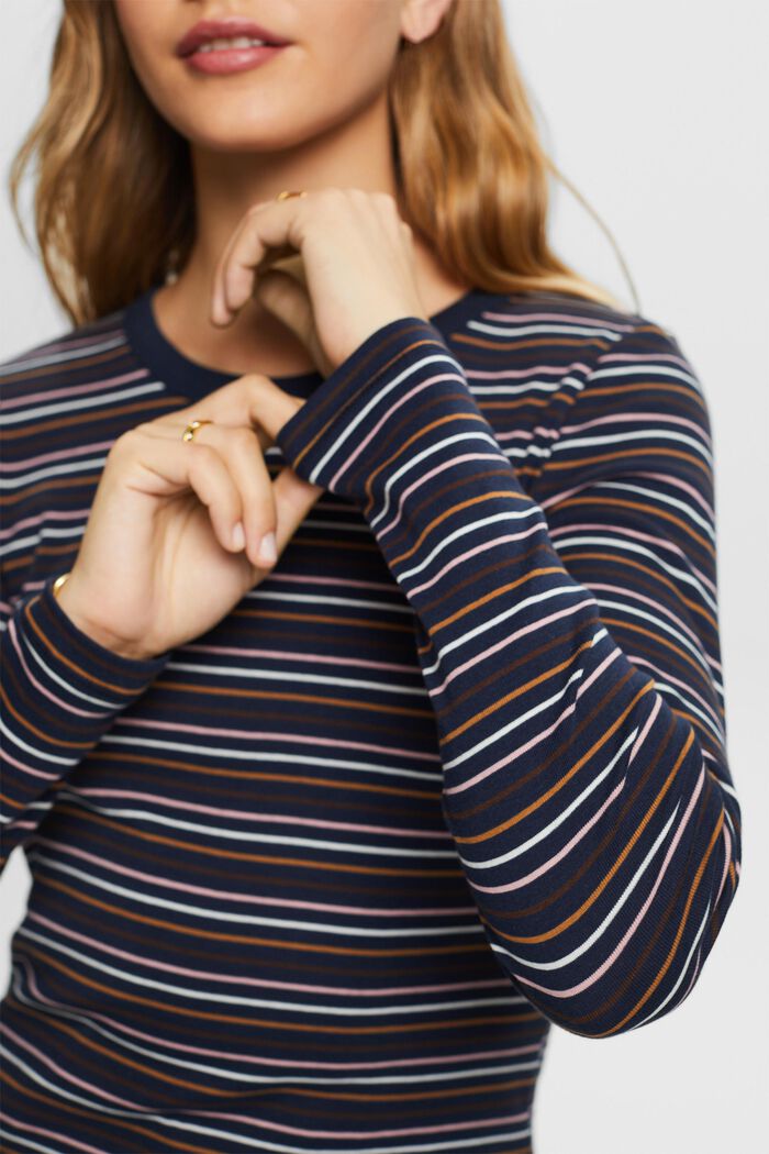 Striped long sleeve top, organic cotton, NAVY BLUE, detail image number 2