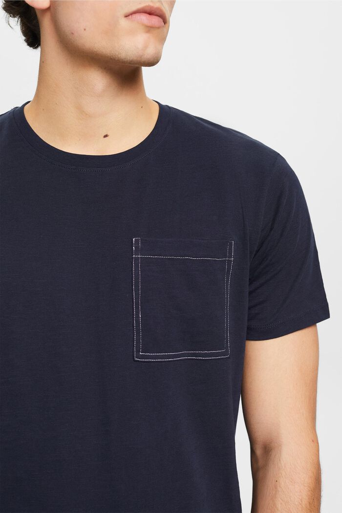Cotton t-shirt with breast pocket, NAVY, detail image number 2