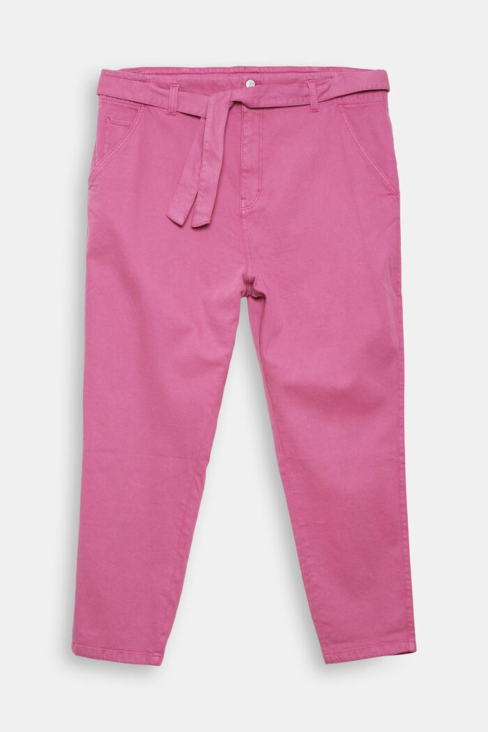 CURVY trousers with a tie-around belt, in a fabric blend containing hemp, PINK FUCHSIA, detail image number 6