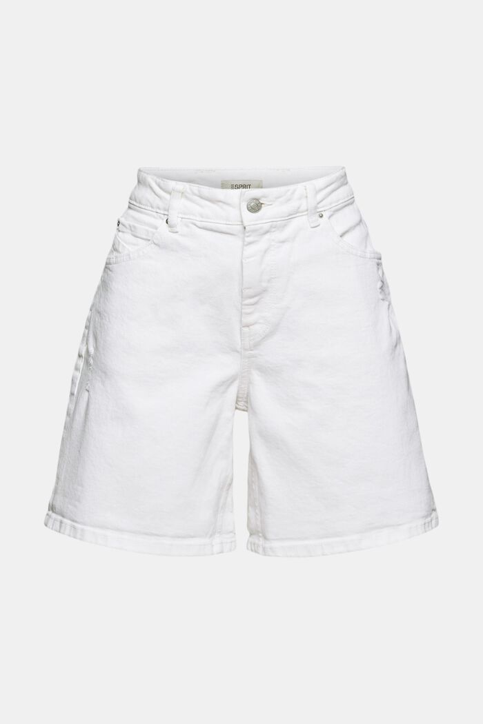 Denim shorts with distressed effects