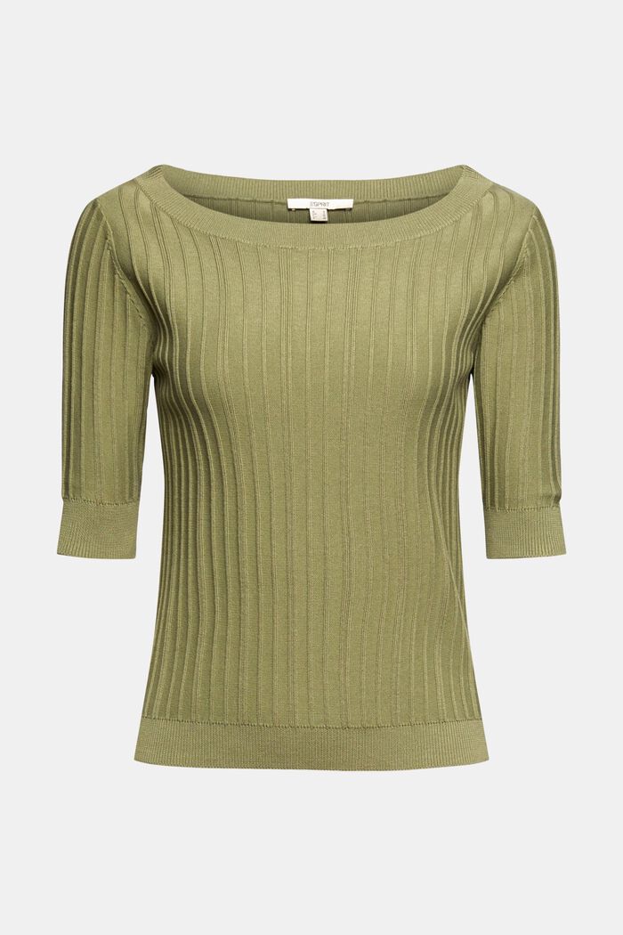T-shirt with ribbed texture, LIGHT KHAKI, detail image number 2