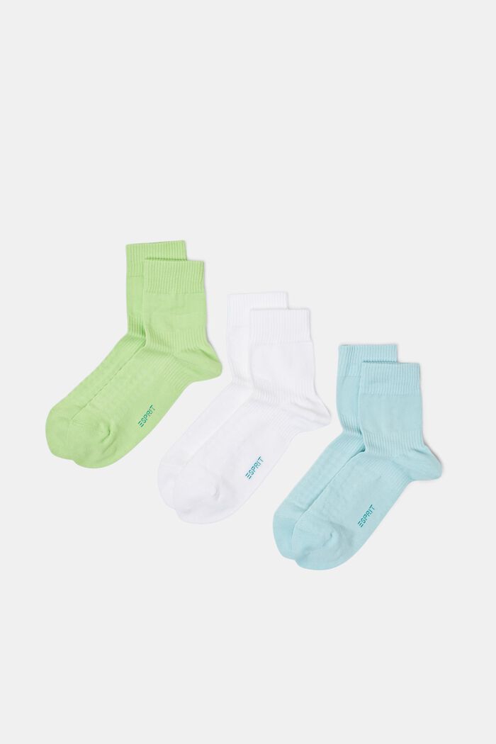 3-Pack Ribbed Organic Cotton Crew Socks, BLUE/GREEN, detail image number 0