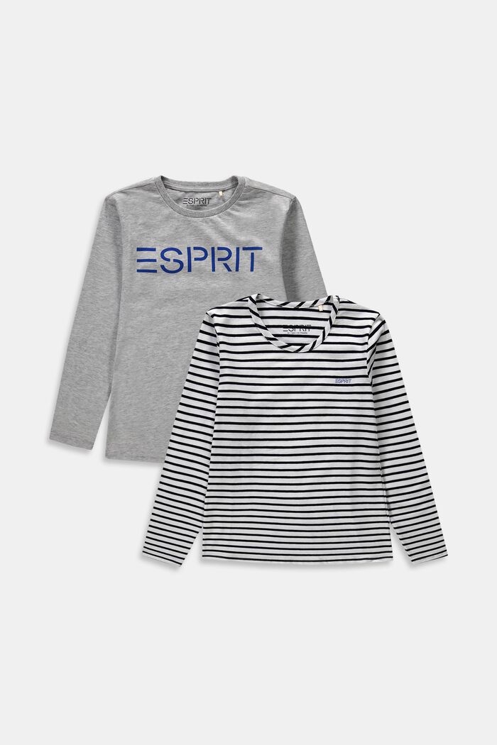 Double pack of long sleeve tops with a printed logo