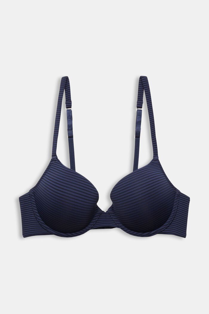 Jacquard Padded Underwired Bra, NAVY, detail image number 4