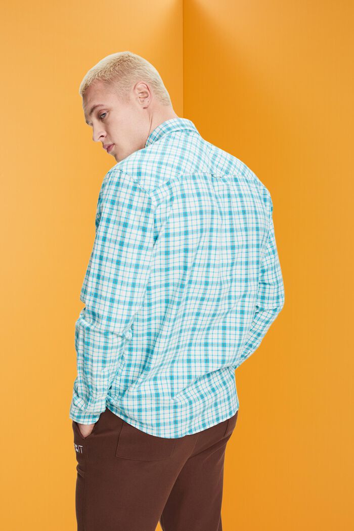 Sustainable cotton chequered shirt, AQUA GREEN, detail image number 3