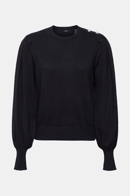 Jumper with jewellery buttons, BLACK, overview