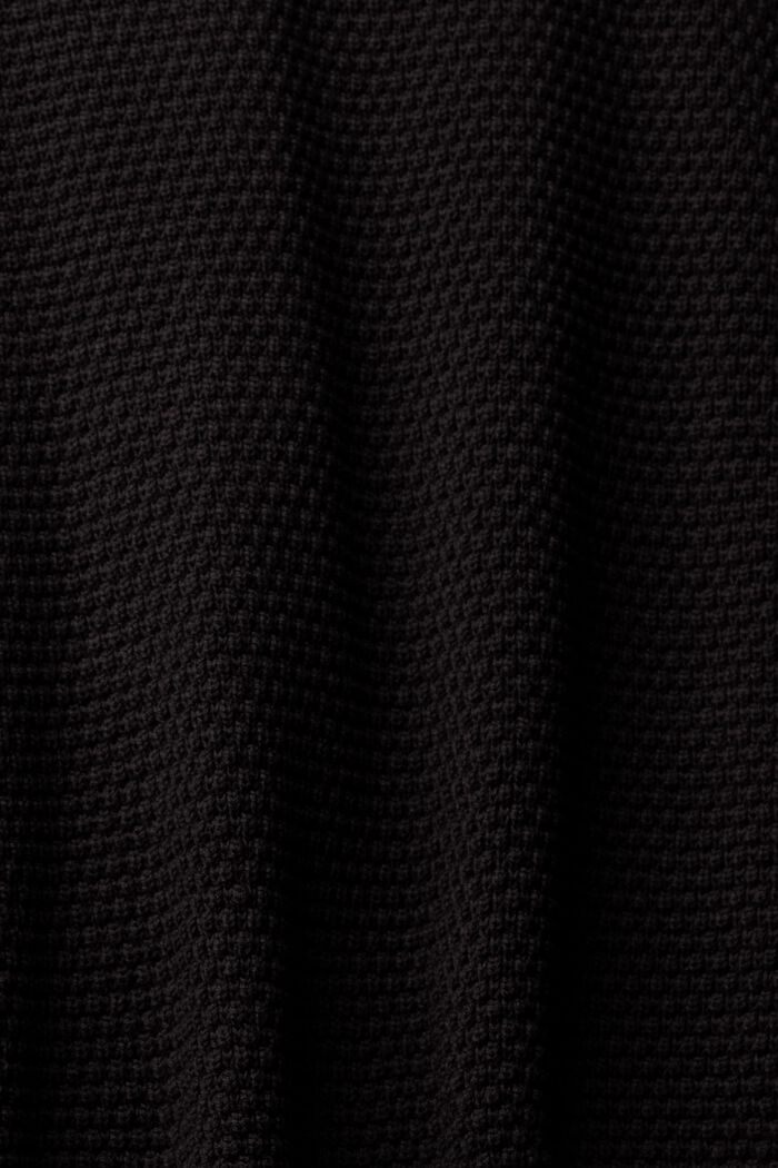 Textured mock neck jumper, cotton blend, BLACK, detail image number 1