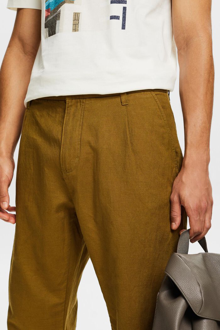 Linen-Cotton Straight Pant, OLIVE, detail image number 4