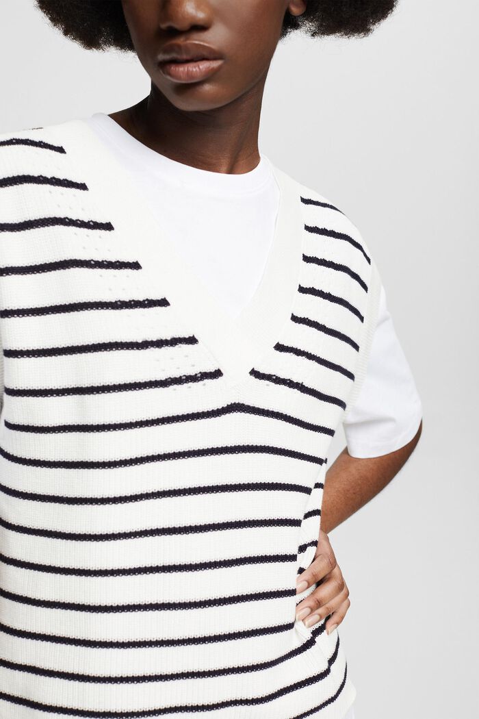 Sleeveless jumper in 100% organic cotton, OFF WHITE COLORWAY, detail image number 0