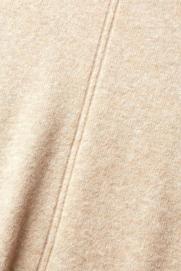Wool blend: fluffy jumper with stand-up collar, SAND, detail image number 1