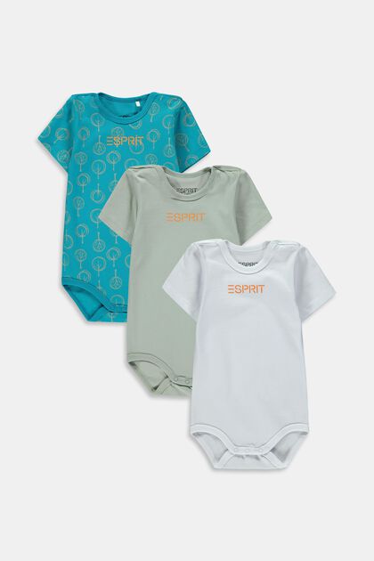 3-pack of short-sleeved bodysuits, AQUA GREEN, overview