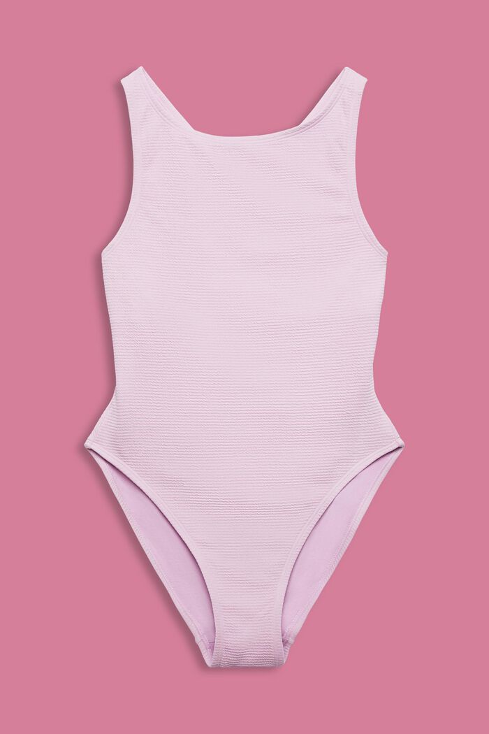 Cross Back Textured Swimsuit, LILAC, detail image number 4