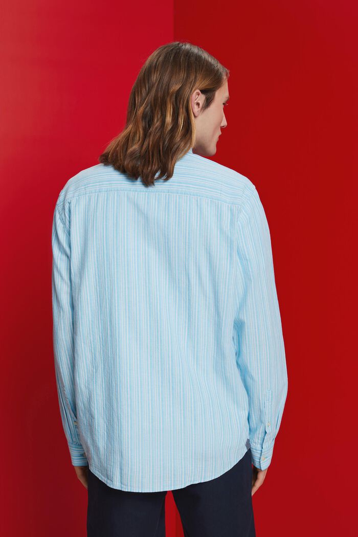 Striped shirt with linen, TURQUOISE, detail image number 3