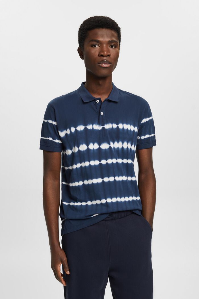 Tie-dyed cotton polo shirt, NAVY, detail image number 0