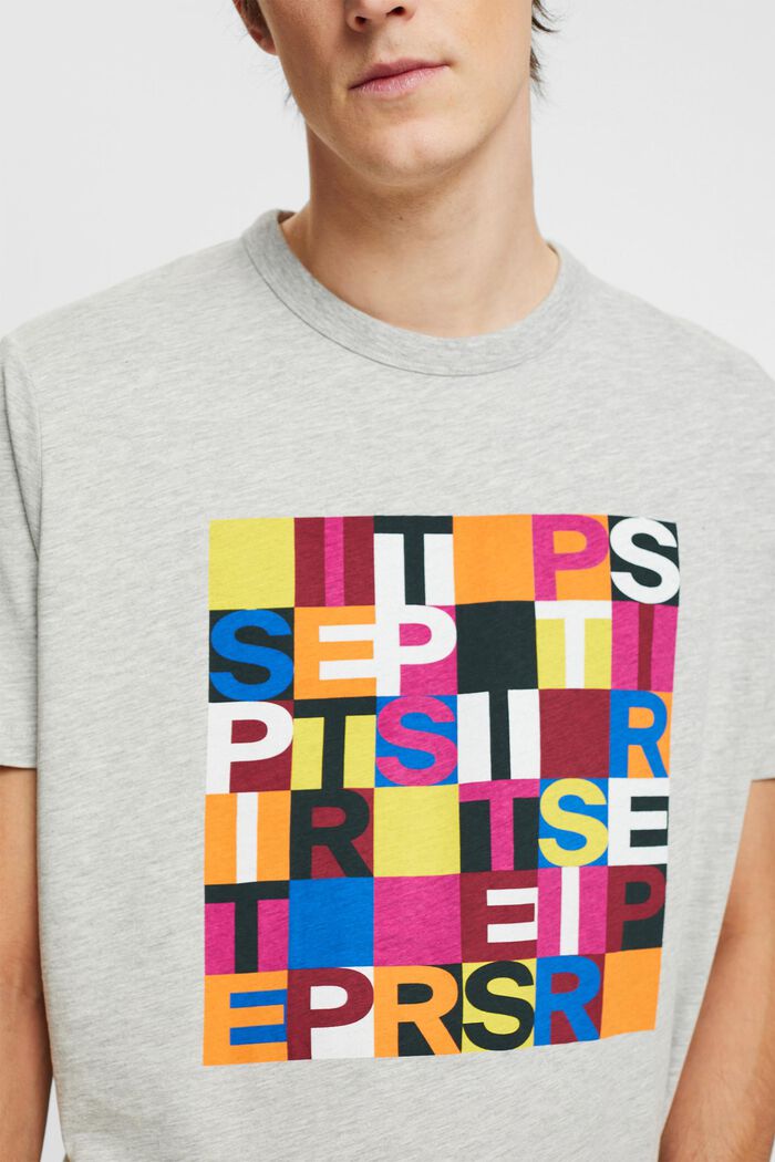 T-shirt with logo print, organic cotton, LIGHT GREY, detail image number 2