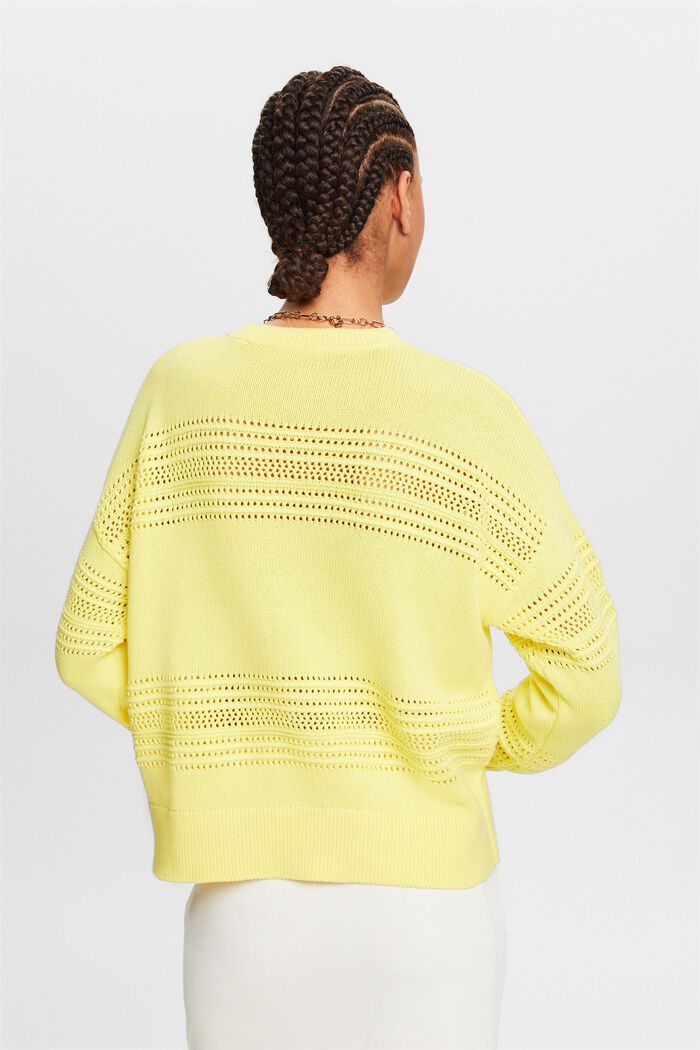 Crewneck Open-Knit Sweater, PASTEL YELLOW, detail image number 2