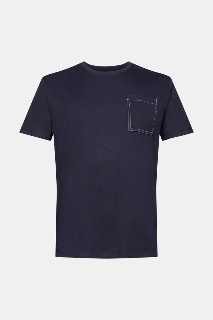 Cotton t-shirt with breast pocket, NAVY, detail image number 6