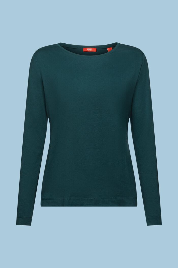 Round Neck Top, EMERALD GREEN, detail image number 6