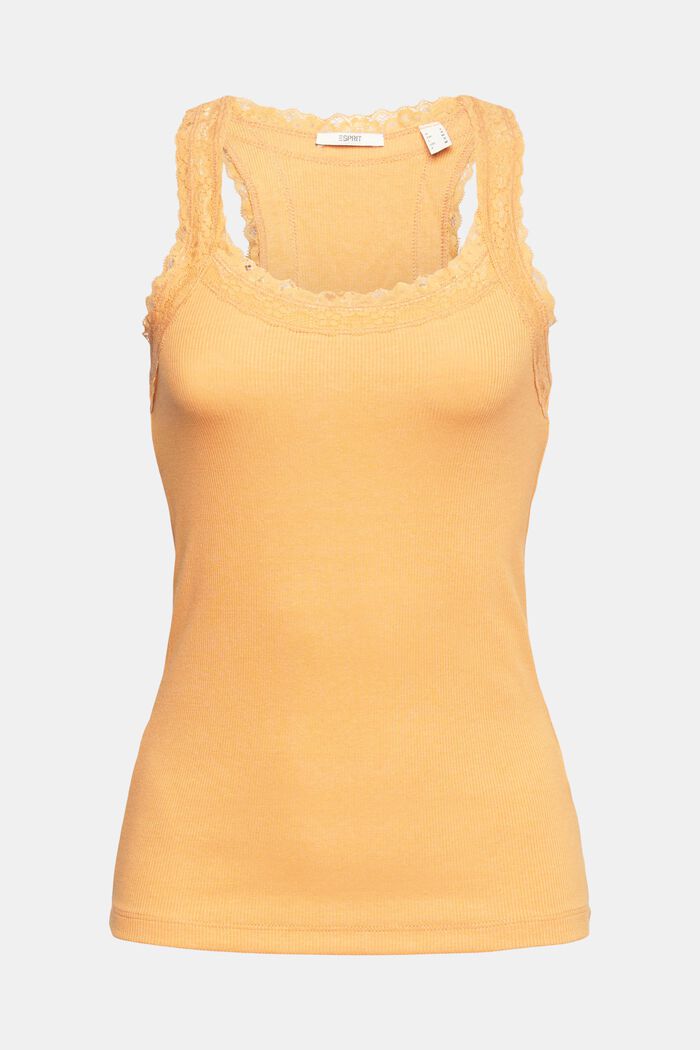 Sleeveless top with lace trim, PEACH, detail image number 2