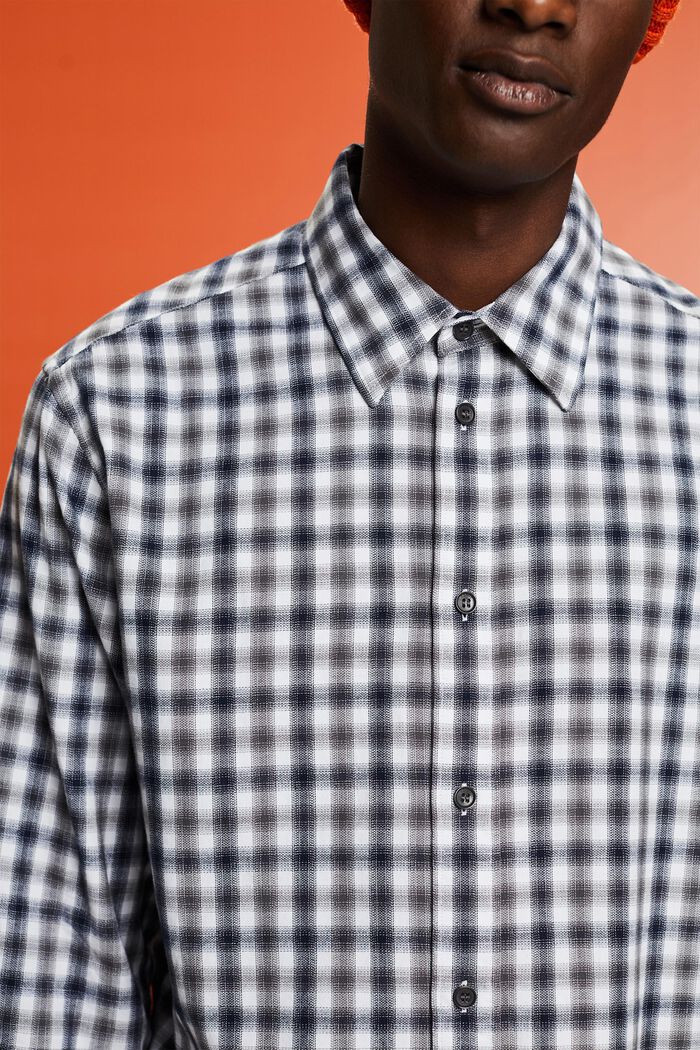 Checked Cotton Flannel Shirt, PASTEL GREY, detail image number 3