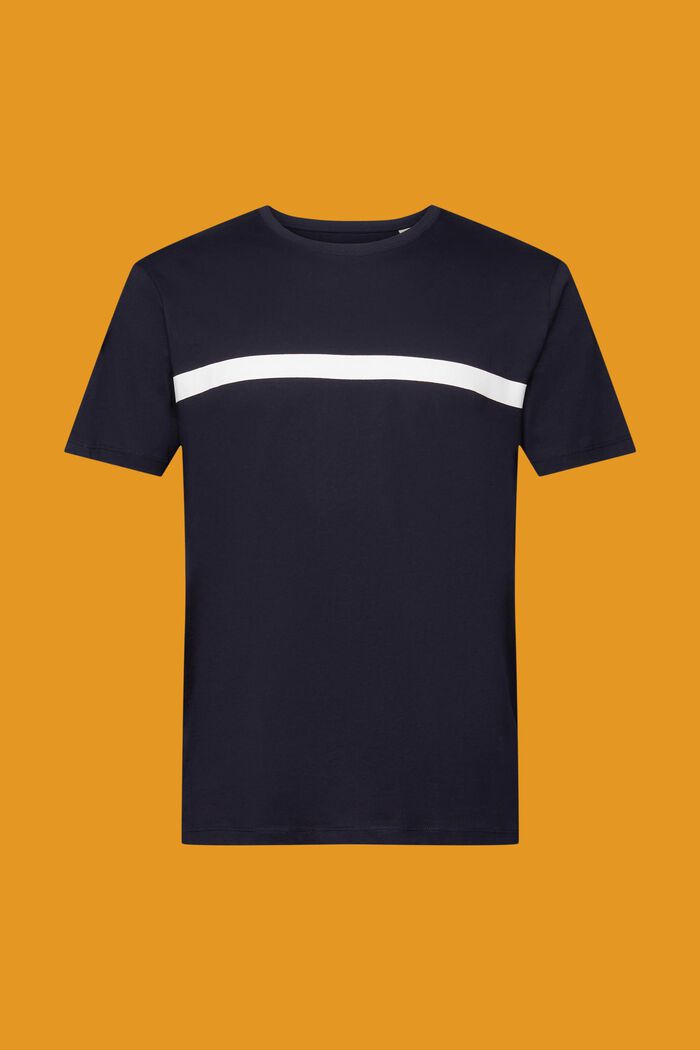 Cotton t-shirt with contrasting stripe, NAVY, detail image number 6